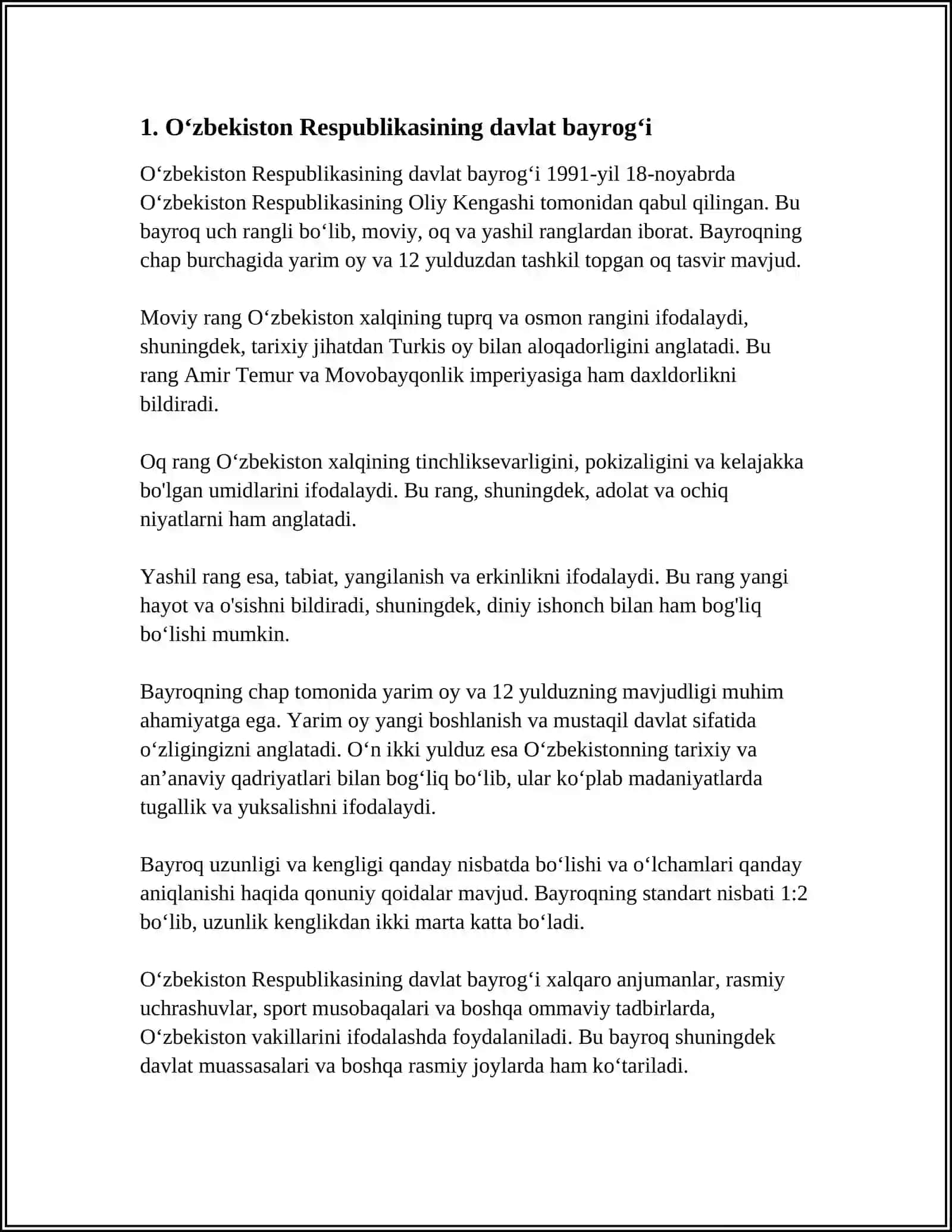Oʻzbekiston Respublikasi Davlat Ramzlari 3