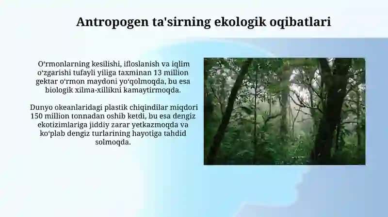 Ekologiya. Odam va biosfera. Odam ekalogik adaptiv tiplar. 3