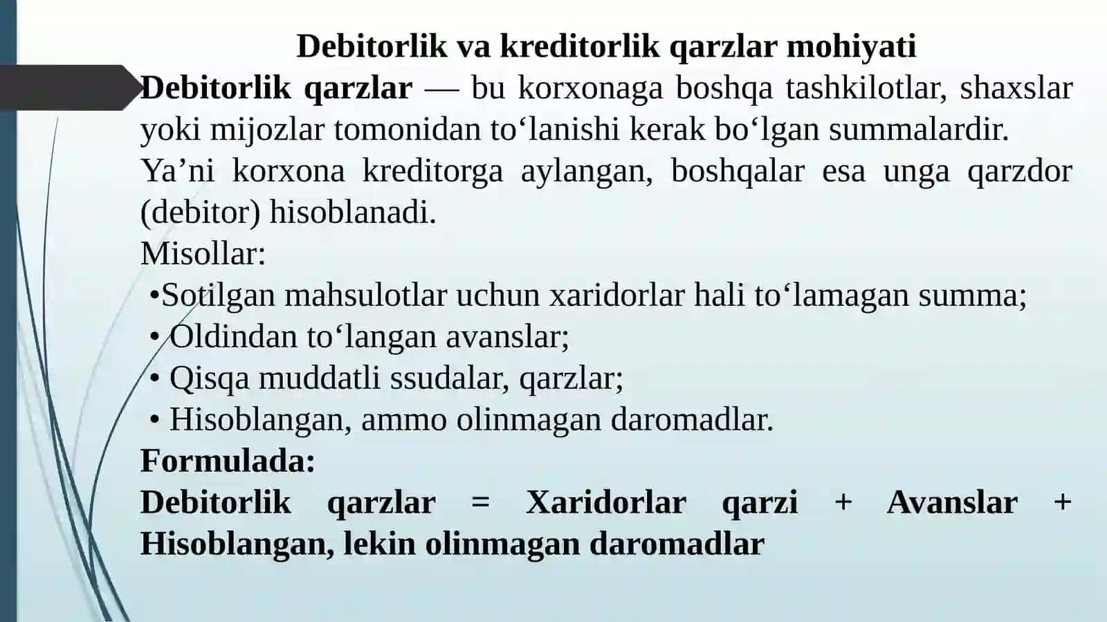 DEBITORLIK VA KREDITORLIK QARZLARINI BOSHQARISH 3