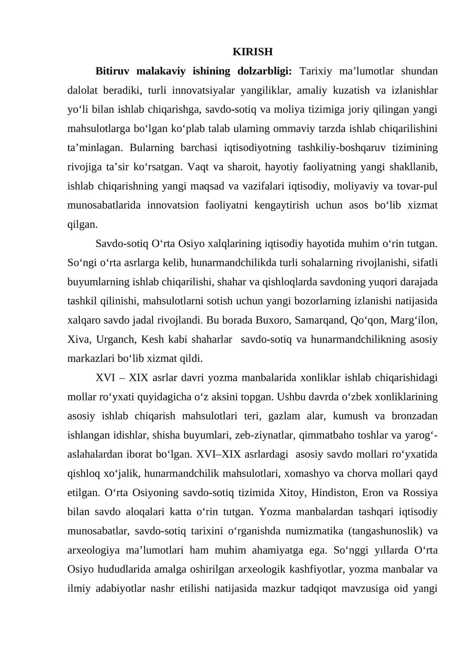 ОʻRTА ОSIYО SHАHАRLАRIDА XVI-XIX АSRLАRDА HUNАRMАNDCHILIK VА SАVDО – SОTIQ 3