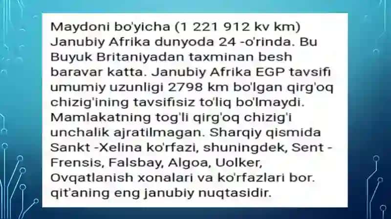 Janubiy Afrika Iqtisodiyoti.Taqdimot 3