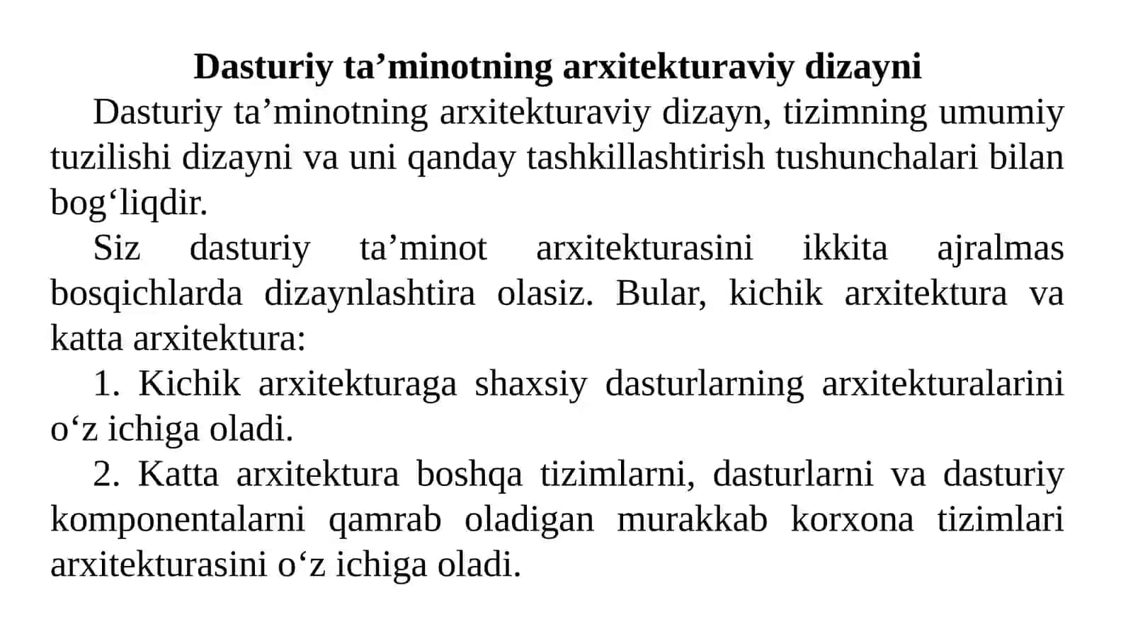 Dasturiy ta’minot dizaynini ishlab chiqish 3