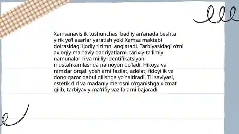 Xamsanavislik va tarbiya 3