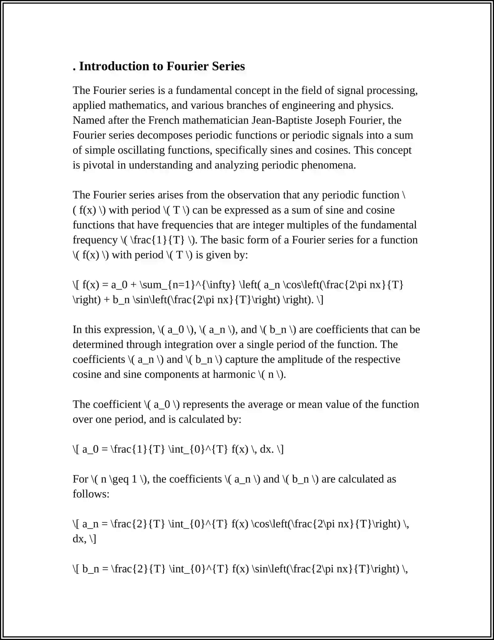 FOURE SERIES AND THEIR APPLICATION 3