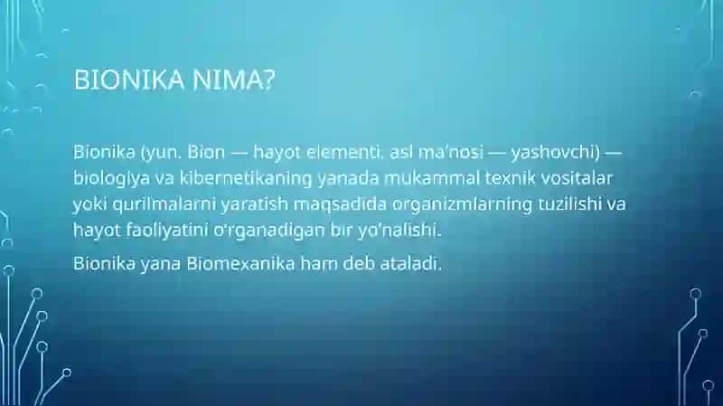 Bionika asoslari va uning inson hayotidagi roli 3