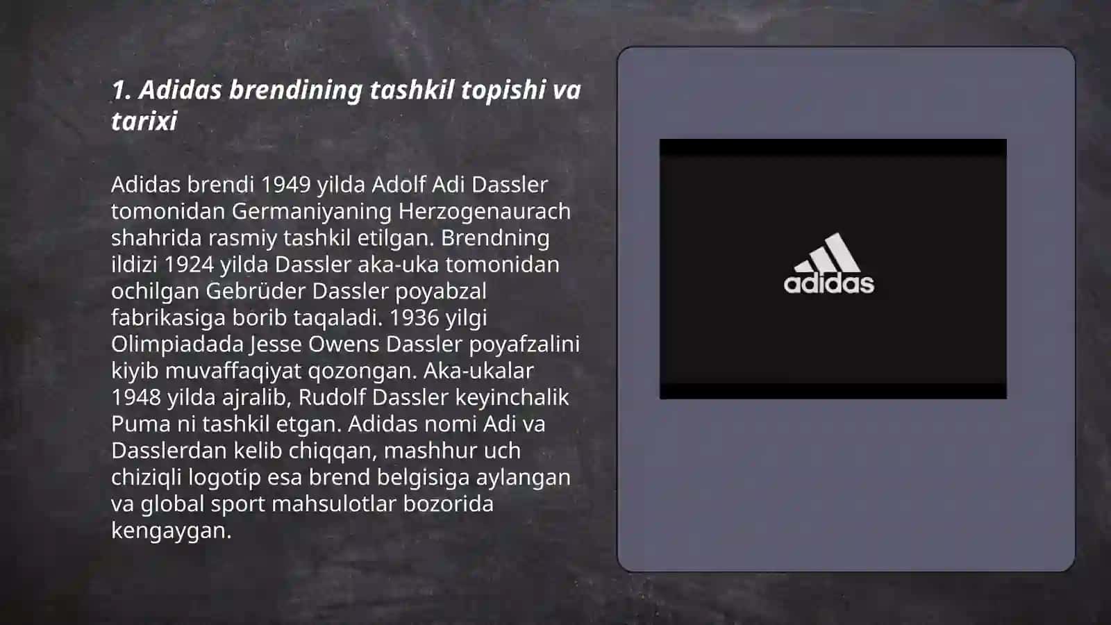 Adidas brendi haqida va uning rivojlanishi 3