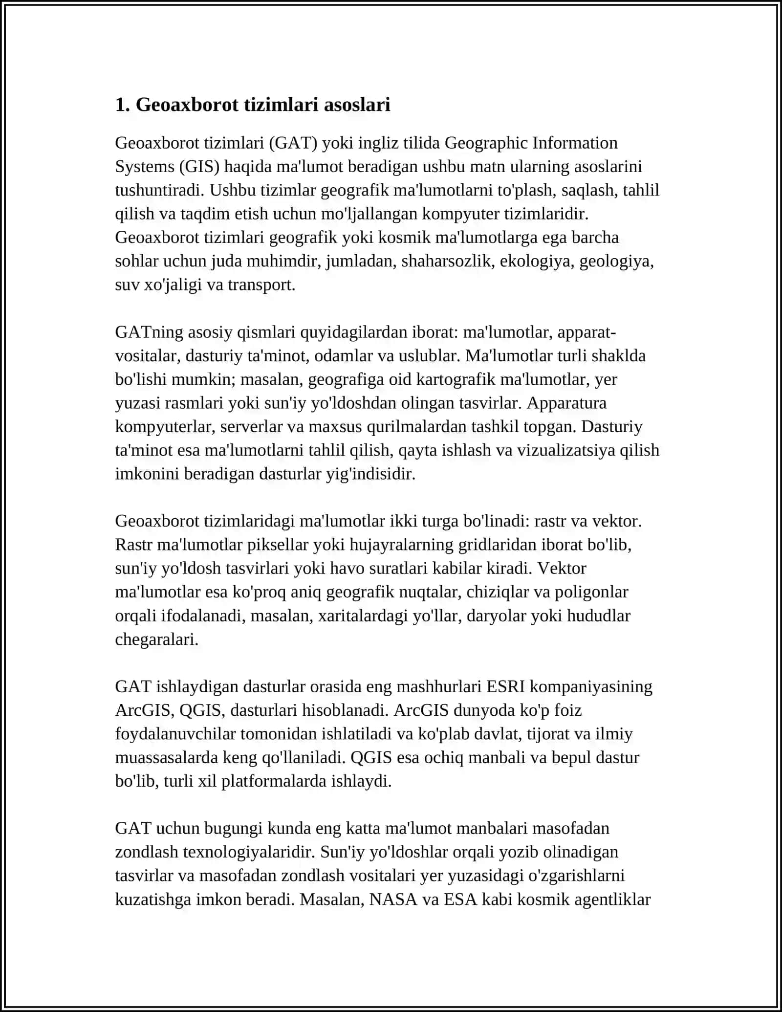 GEOAXBORAT TIZIMLARI DA XARITALAR BILAN ISHLASH 3