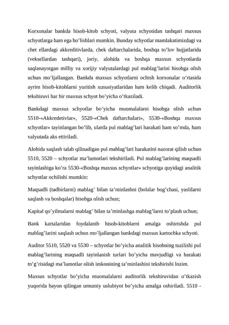 Bankdagi boshqa maxsus schetlar auditi 3