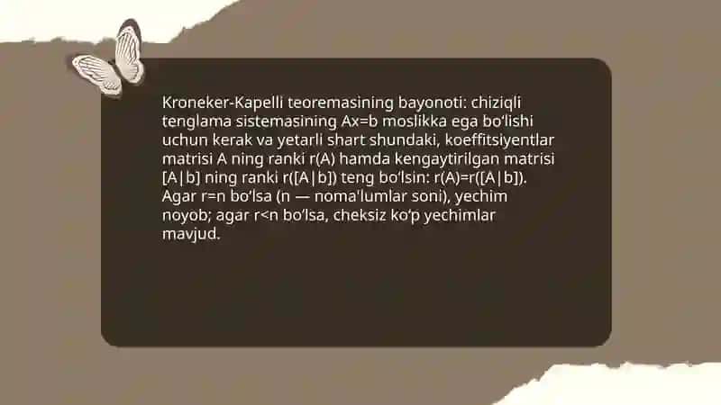 Kroneker-Kapelli teoremasi va uning isboti 3
