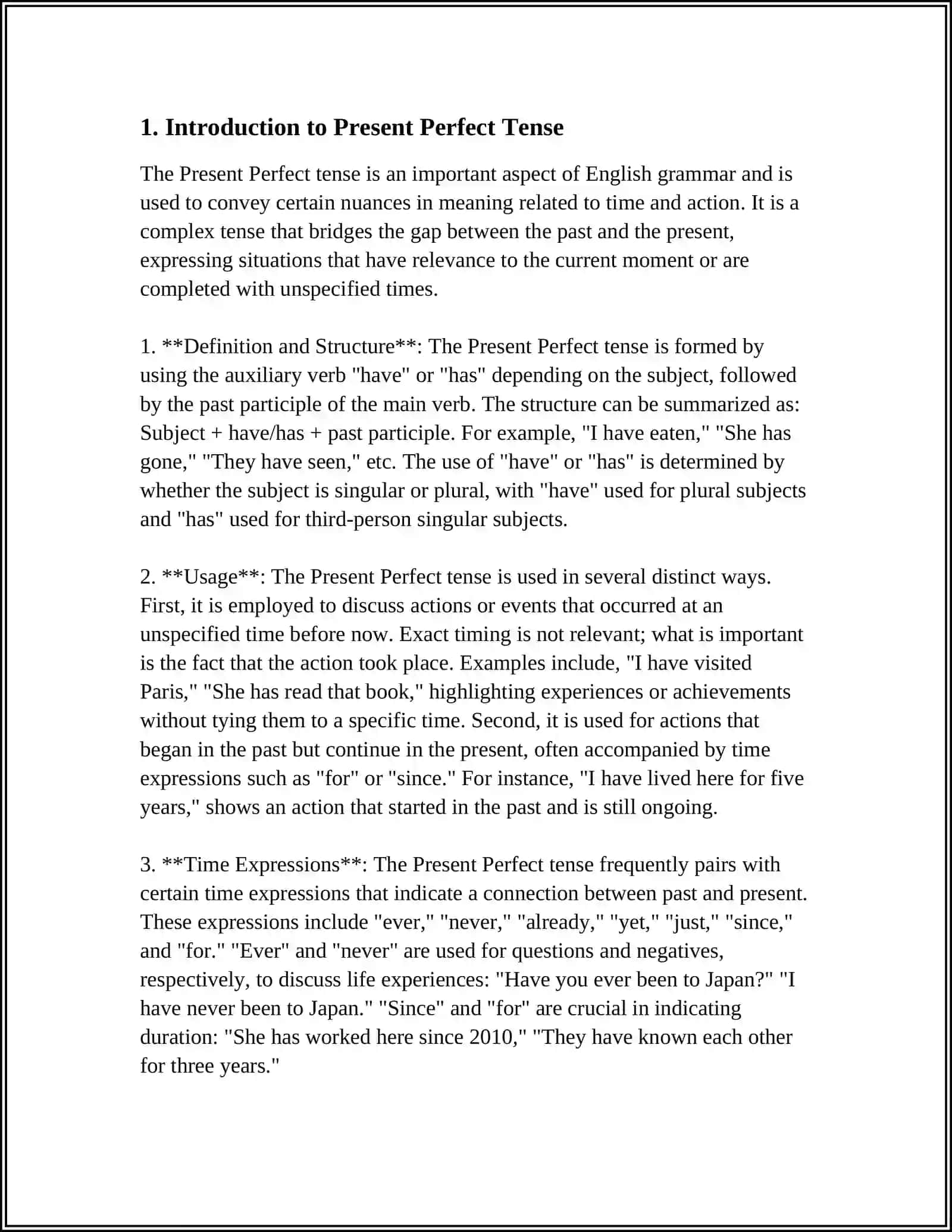 PRESENT PERFECT TENSE 3
