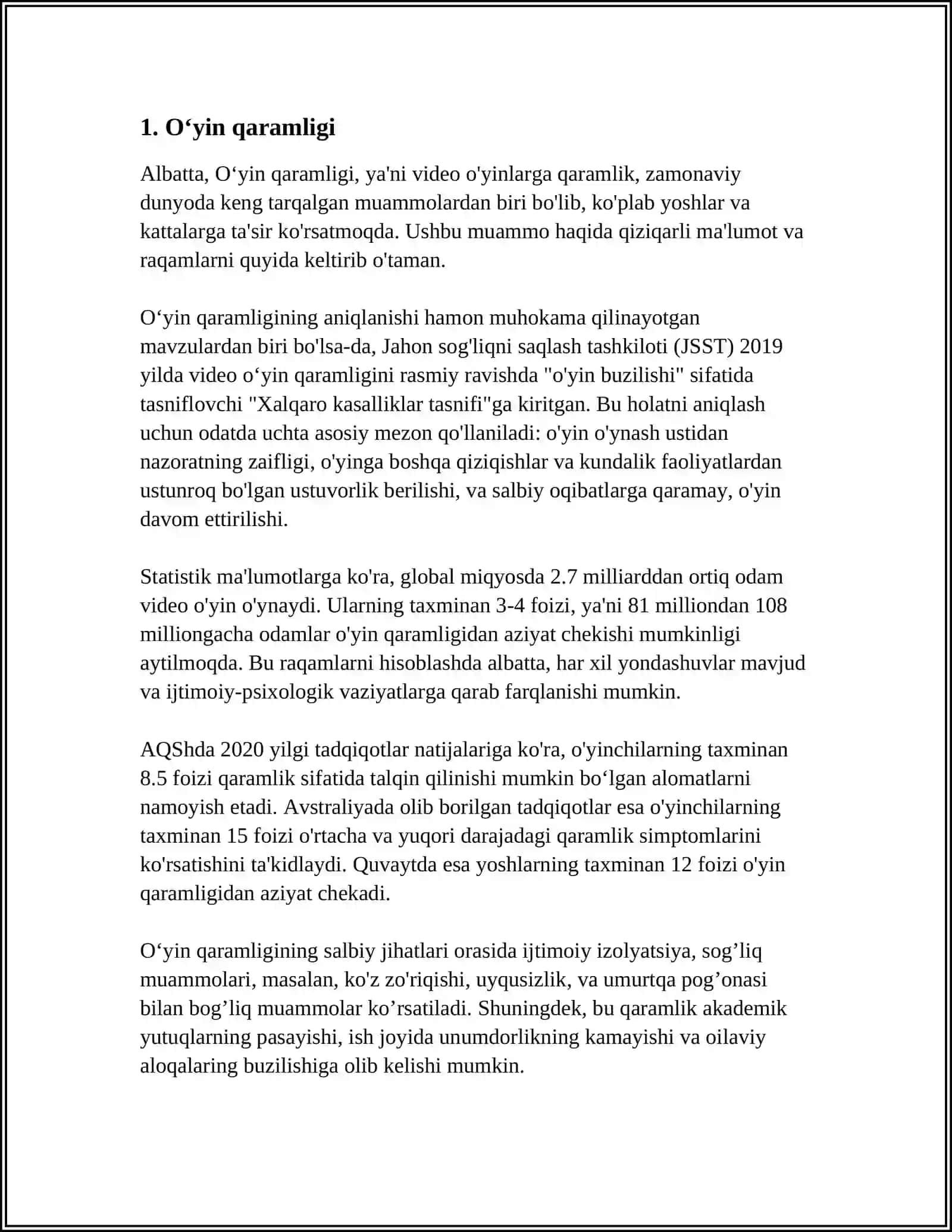 VIRTUAL OʻYINLARNING ASORATLARI 3