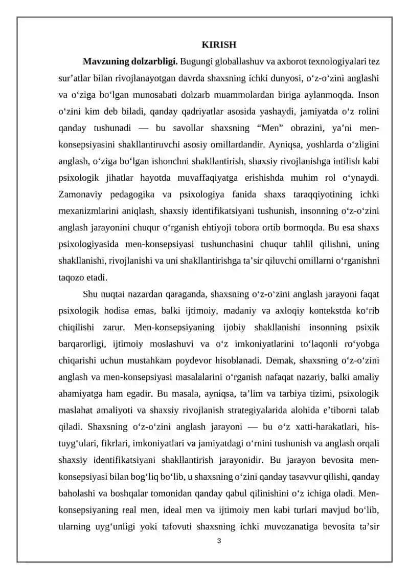 SHAXSNING O’ZINI-O’ZI ANGLASHI VA MEN-KONSEPSIYASI 3