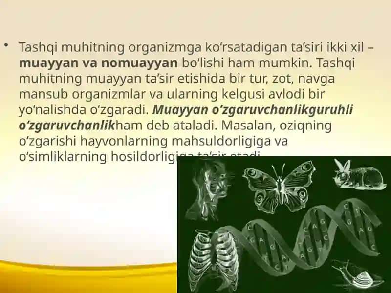Evolutsiyani harakatlantiruvchi kuchlari. Irsiy o‘zgaruvchanlik 3