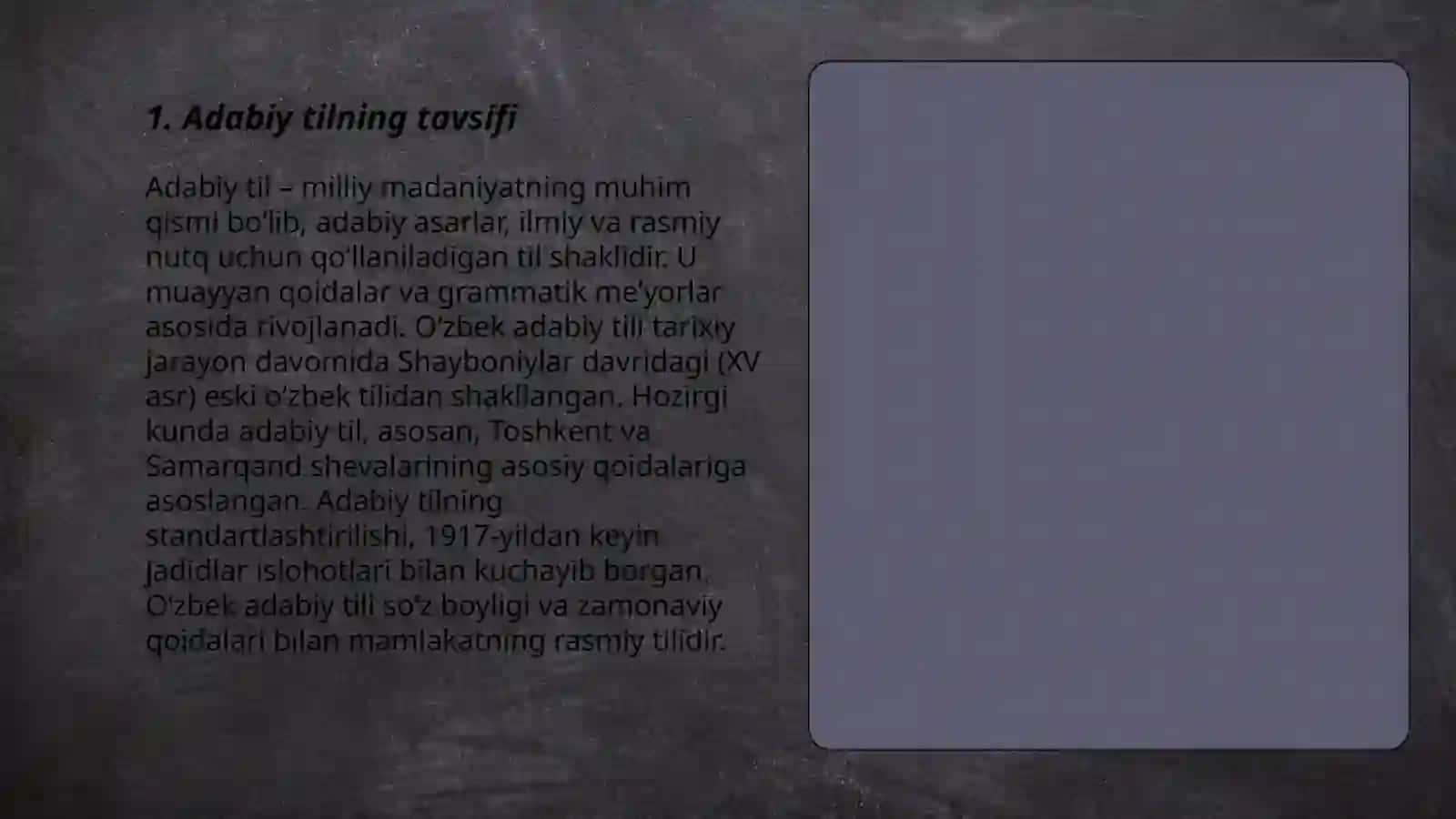 Õzbek adabiy tili va uning tayanch dialekti lahjasi Adabiy tilning oğzaki va yozma shakillari 3