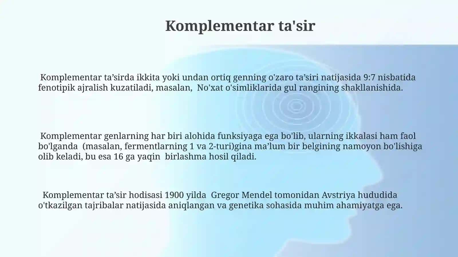Epistasis va komplementatsiya hodisalari 3