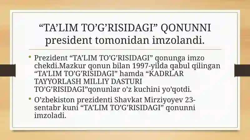 TA'LIM TO'G'RISIDAGI QONUN 3