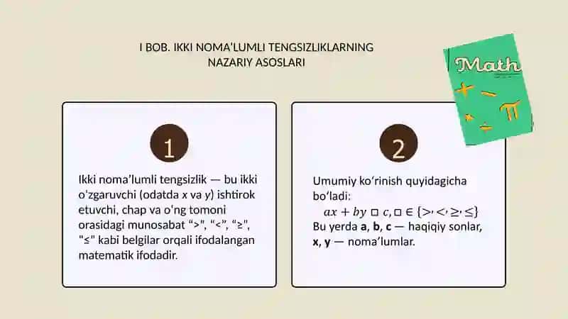IKKI NOMA’LUMLI TENGSIZLIKLAR SISTEMASI VA ULARNI YECHISH 3