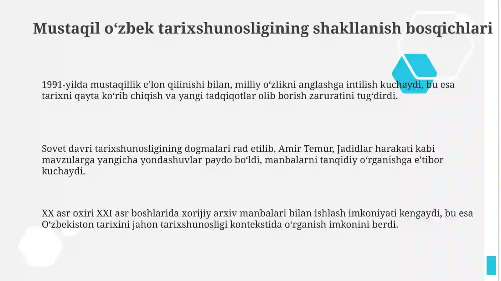 Mustaqil O'zbekiston tarixshunosligi 3