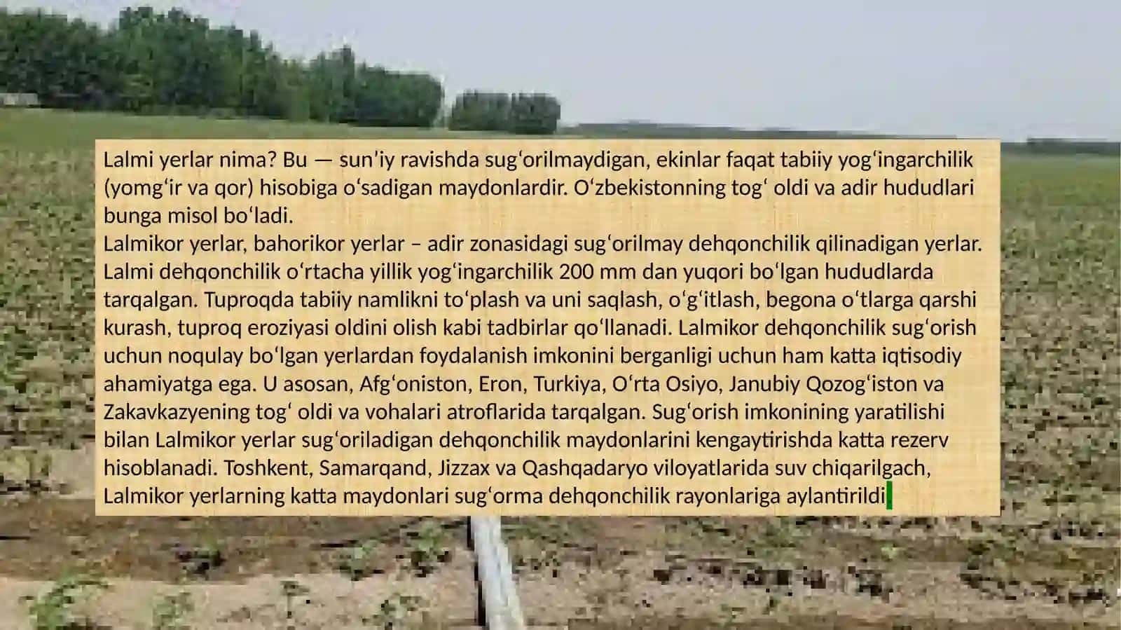sug'orilmaydigan yerlarda ekin ekish 3