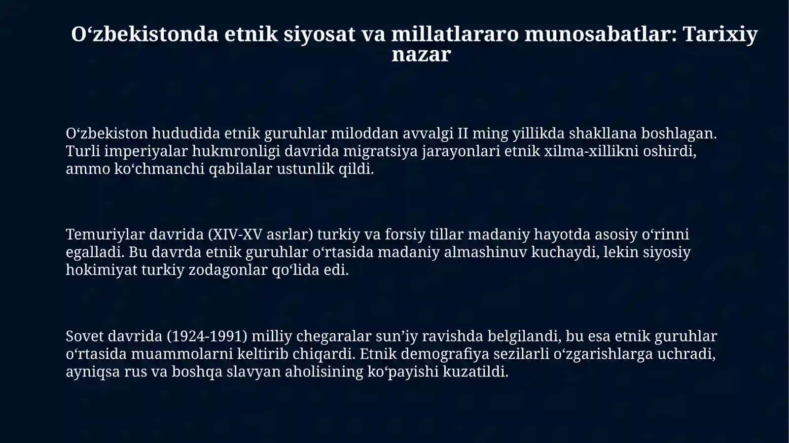 Oʻzbekistonda etnik siyosat va millatlararo munosabatlar 3