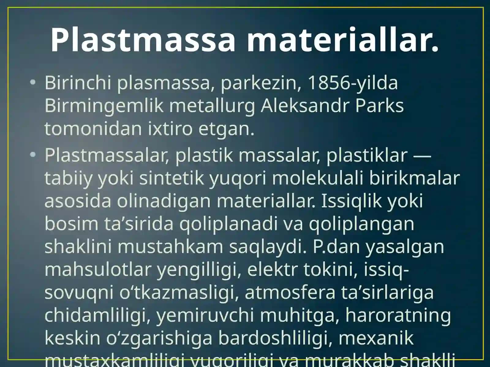 Issiq-sovuqnika mo'tkazadigan plastmassa ashyolar 3