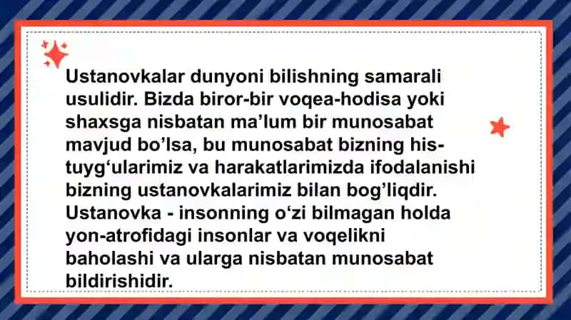 Shaxsning ijtimoiy ustanovkalari 3