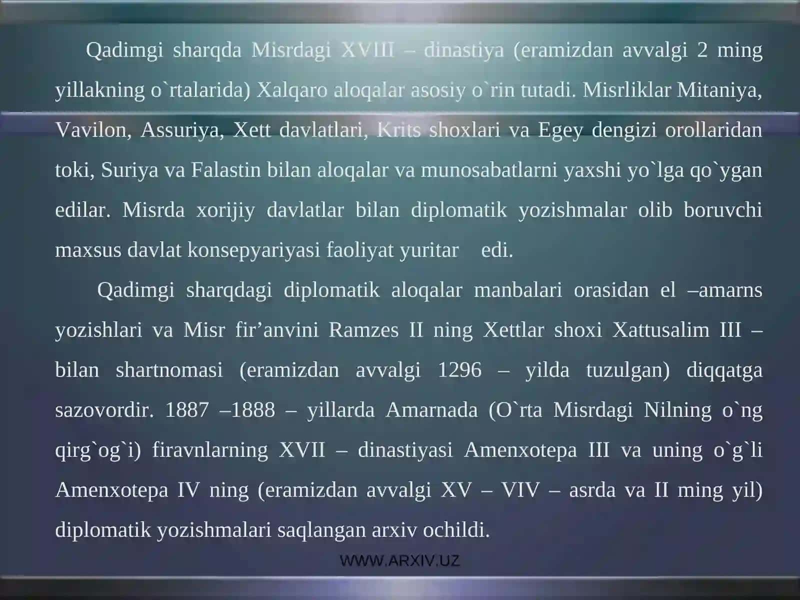 Qadimgi Sharqdagi xalqaro aloqalar va diplomatlar 3