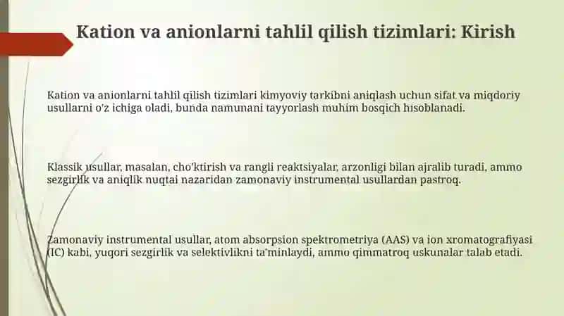 Kationlar va anionlar analizining sistemalari 3