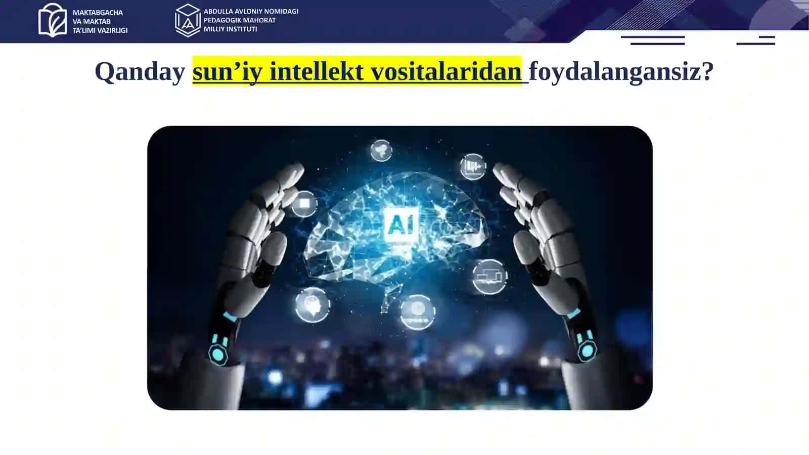 SUN’IY INTELLEKT TEXNOLOGIYALARI 3
