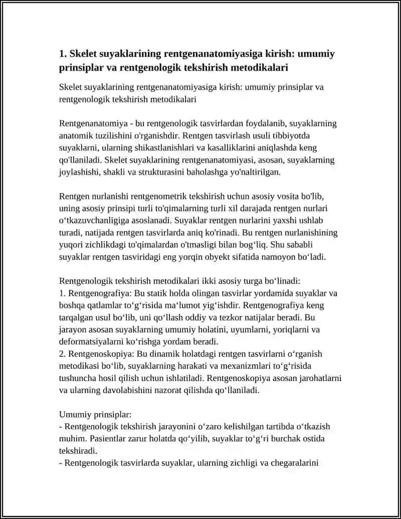 SKELET SUYAKLARINING RENTGENANATOMIYASI. SKELETNING RIVOJLANISH ANOMALIYALARI 3