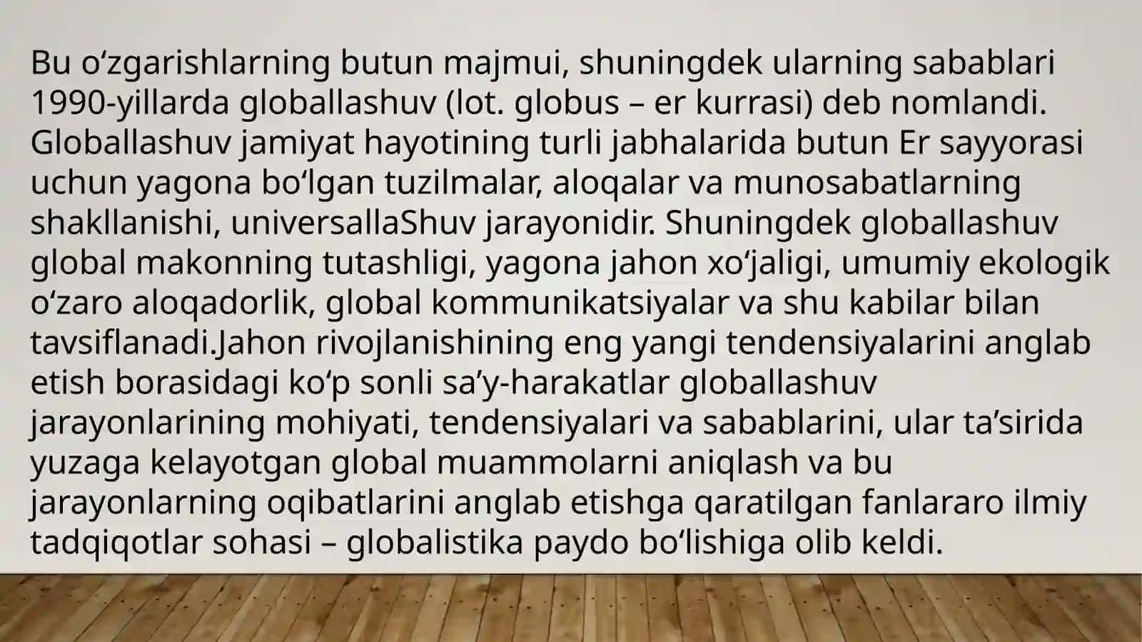 GLOBAL JARAYONLAR  DIALEKTIKASI 3