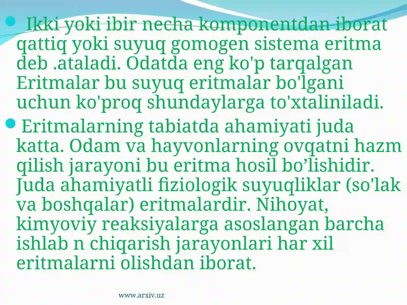 Eritmalar konsentratsiyalarini ifodalash usullari 3