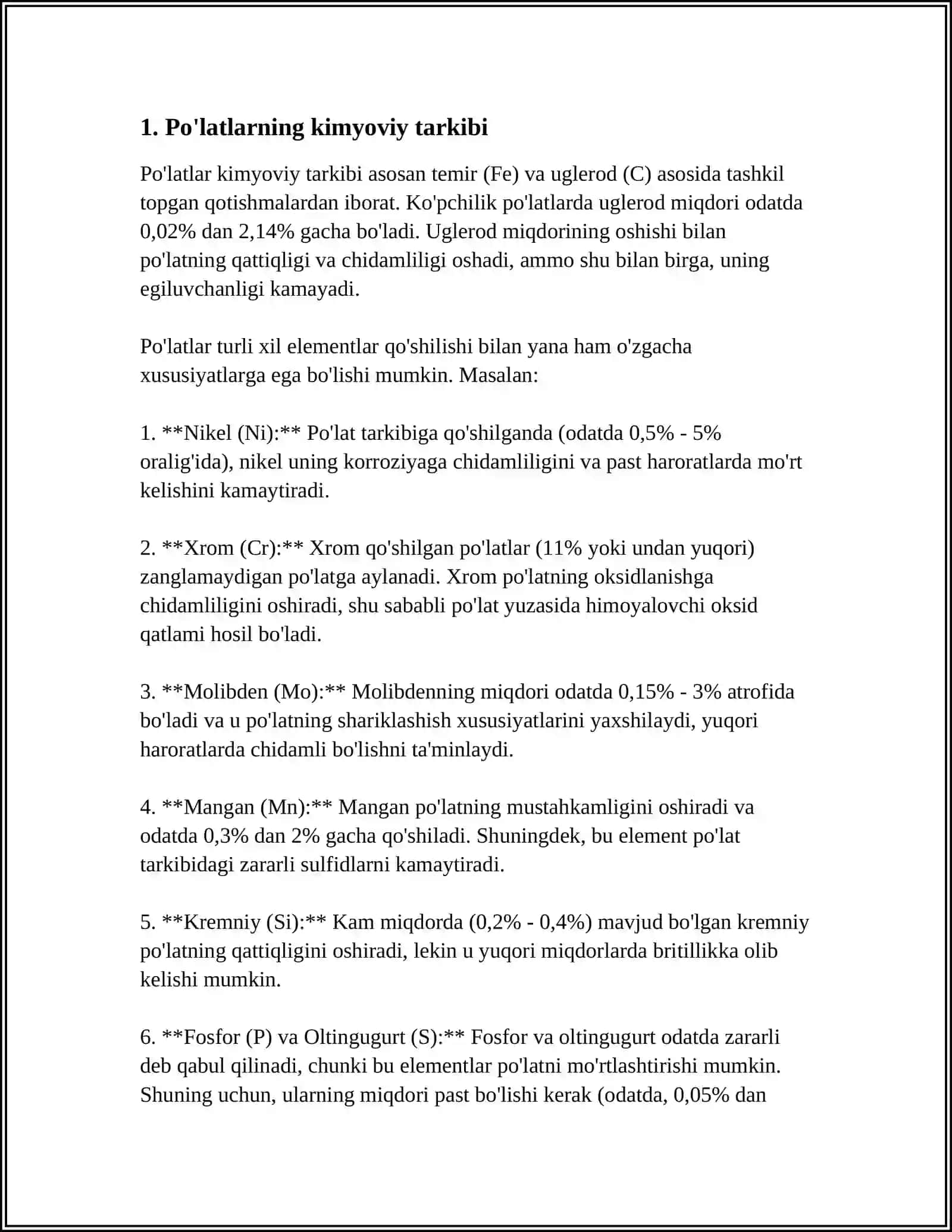 PO’LATLAR TASNIFI 3