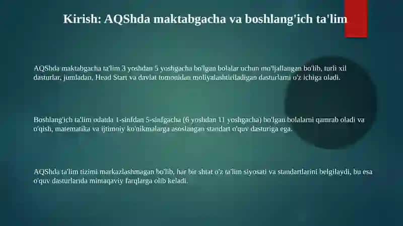 AQShda maktabgacha va boshlang'ich ta'lim 3