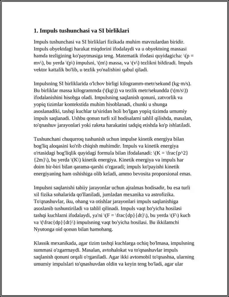 IMPULS VA IMPULSNING SAQLANISH QONUNI 3