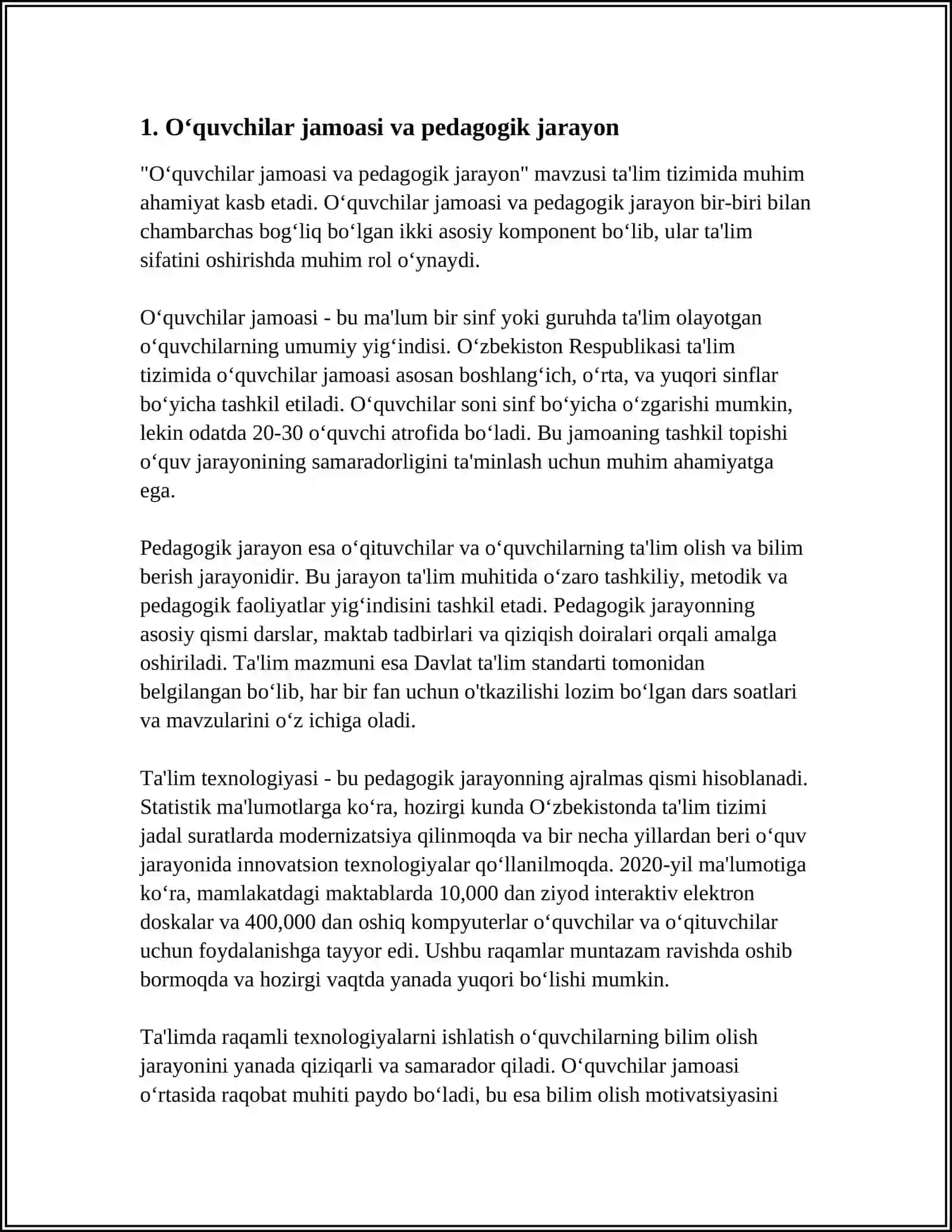 OʻQUVCHILAR JAMOASI VA PEDAGOGIK JARAYON 3