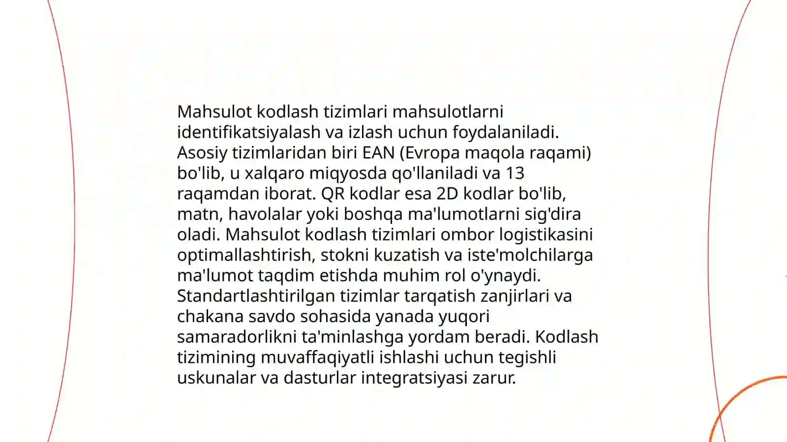 Mahsulot haqidagi ma'lumotlarni standartlashtirish va kodlash 3