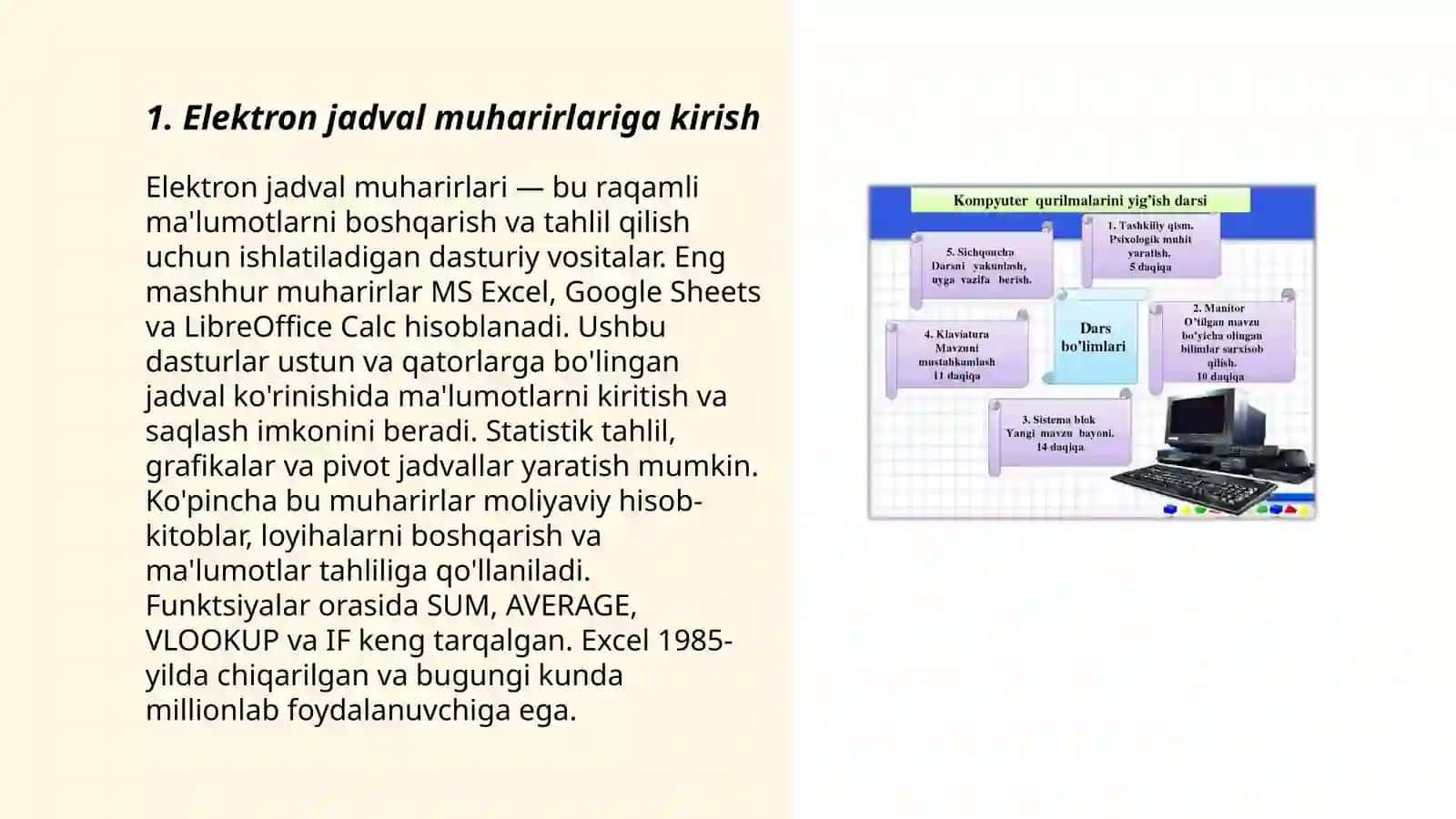 Elektron jadval muharirlariga kirish 3