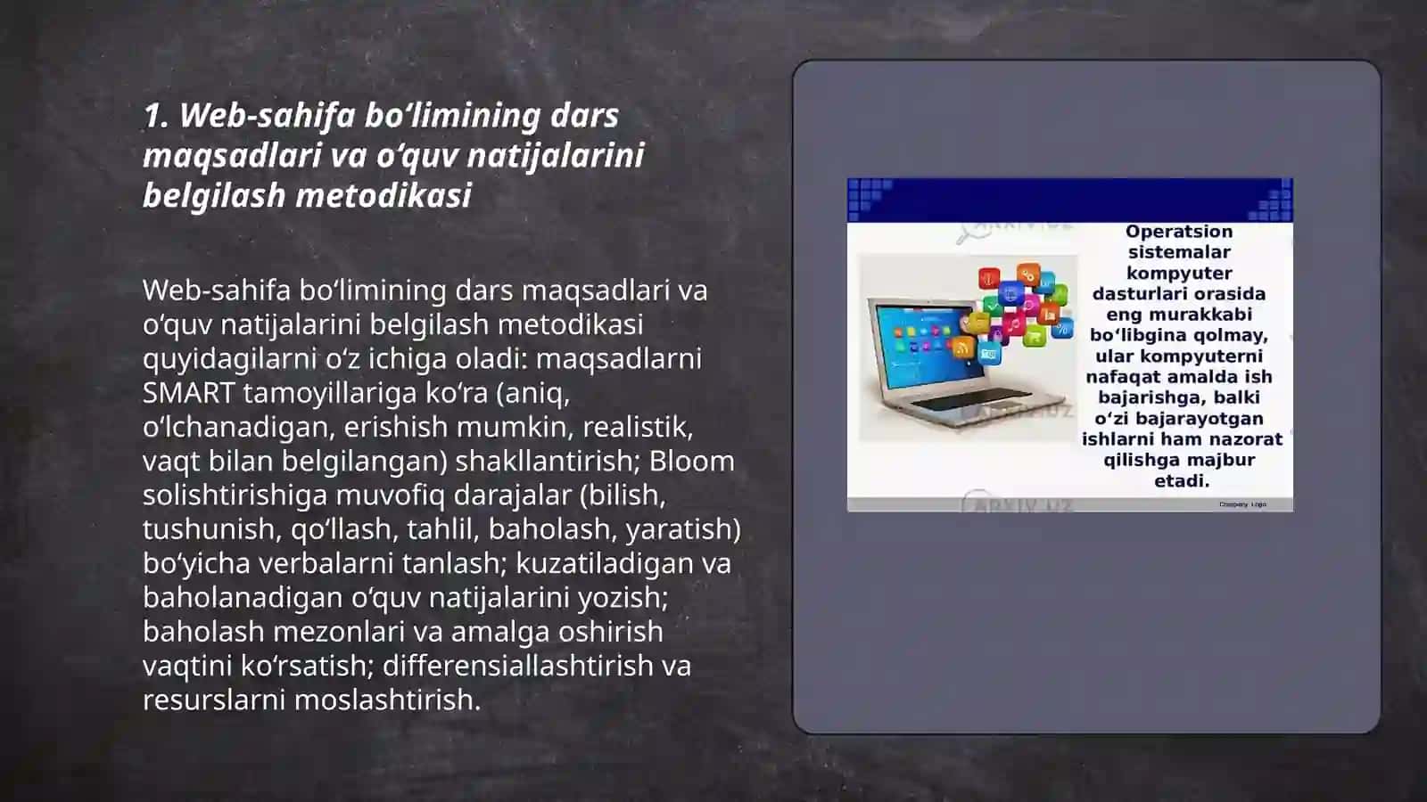 Web-sahifa bo'limini o'itish metodikasi 3