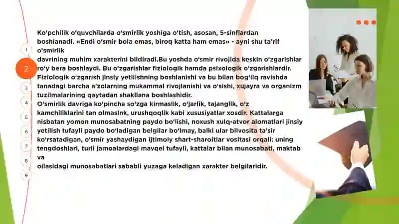 O'SMIR VA O'SPIRINLIK DAVRINING PSIXOLOGIK XUSUSIYATLARI 3