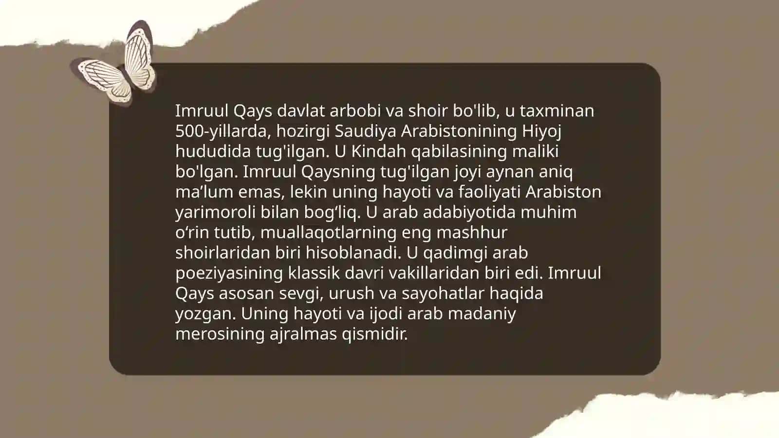 Arab adibi Imruul Qoysning hayoti va ijodi 3