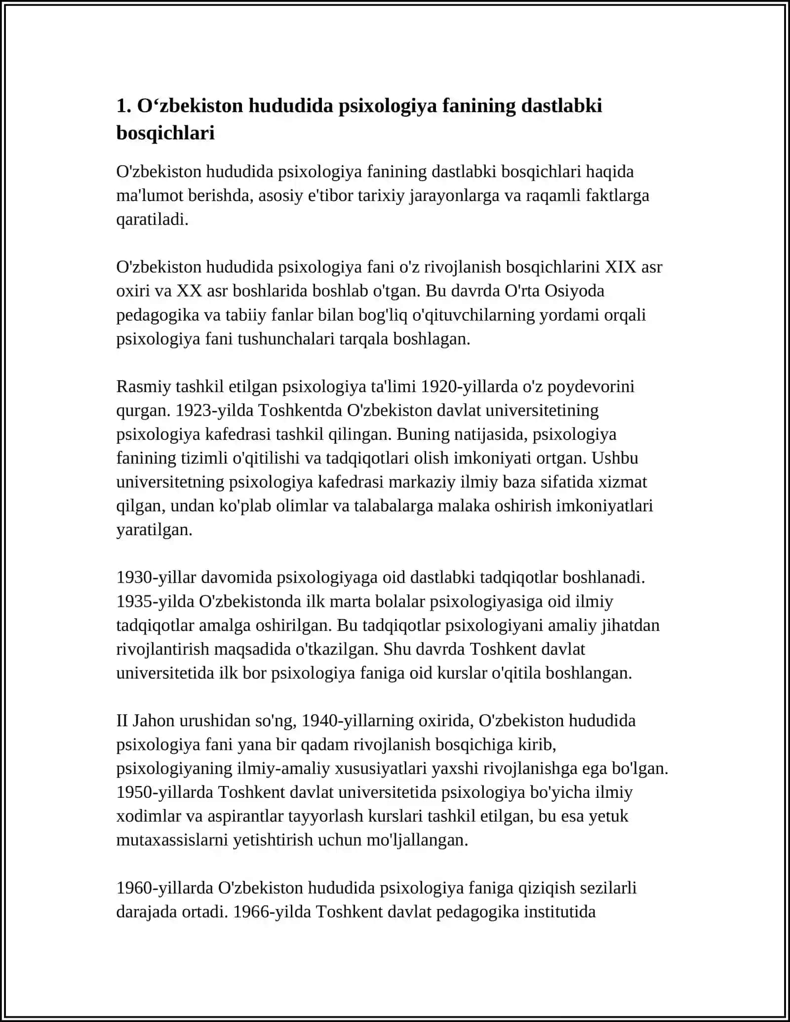 OʻZBEKISTONDA PSIXOLOGIYA FANINING RIVOJLANISH TARIXI 3