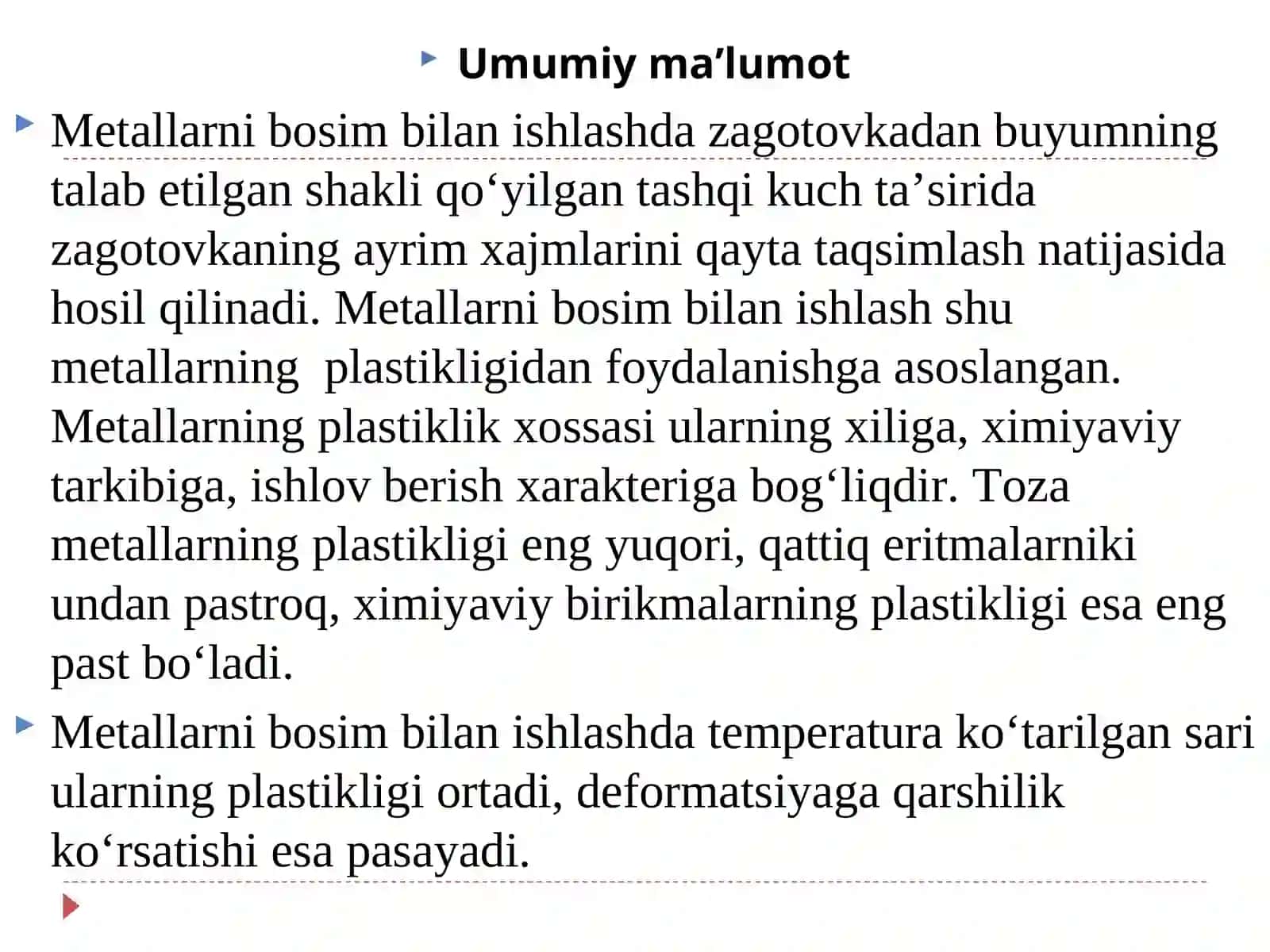 Metallarni bosim bilan ishlash asoslari 3