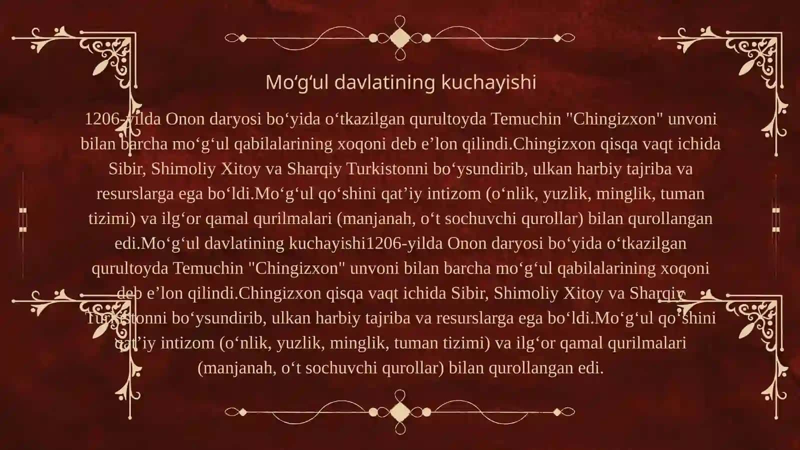 Mavaraunnahr va Xuroson moʻgʻullar tomondan bosip olinishi 3