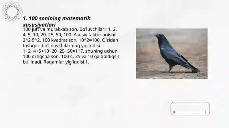 100 sonining matematik xususiyatlari 3