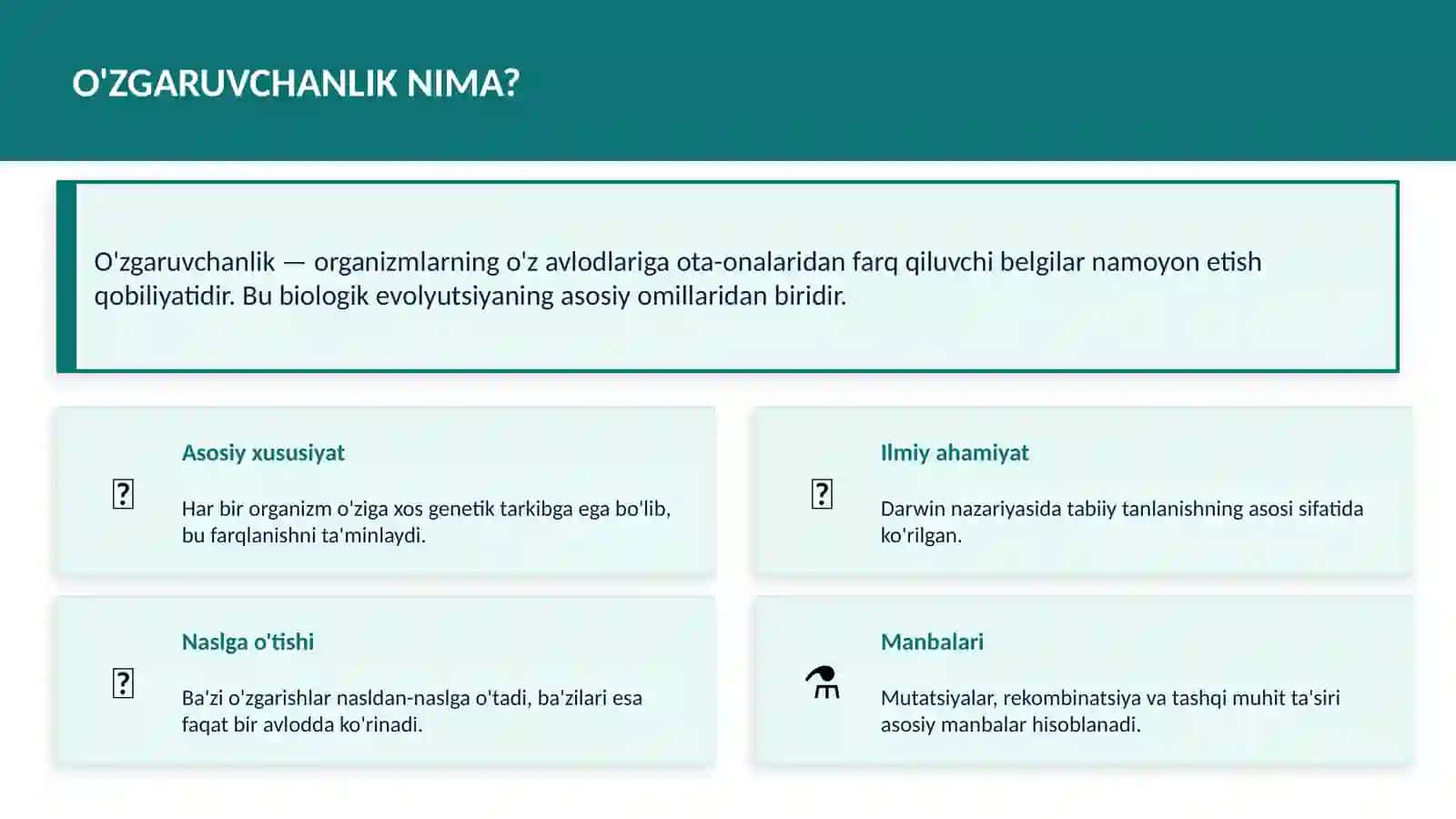Genetik materialning o'zgaruvchanligi 3