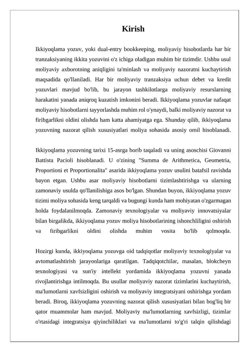 Ikkiyoqlama yozuvning nazorat qilish xususiyatlari 3