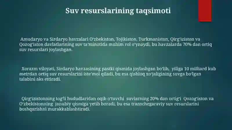 Markaziy Osiyo daryolari suv resurslari 3