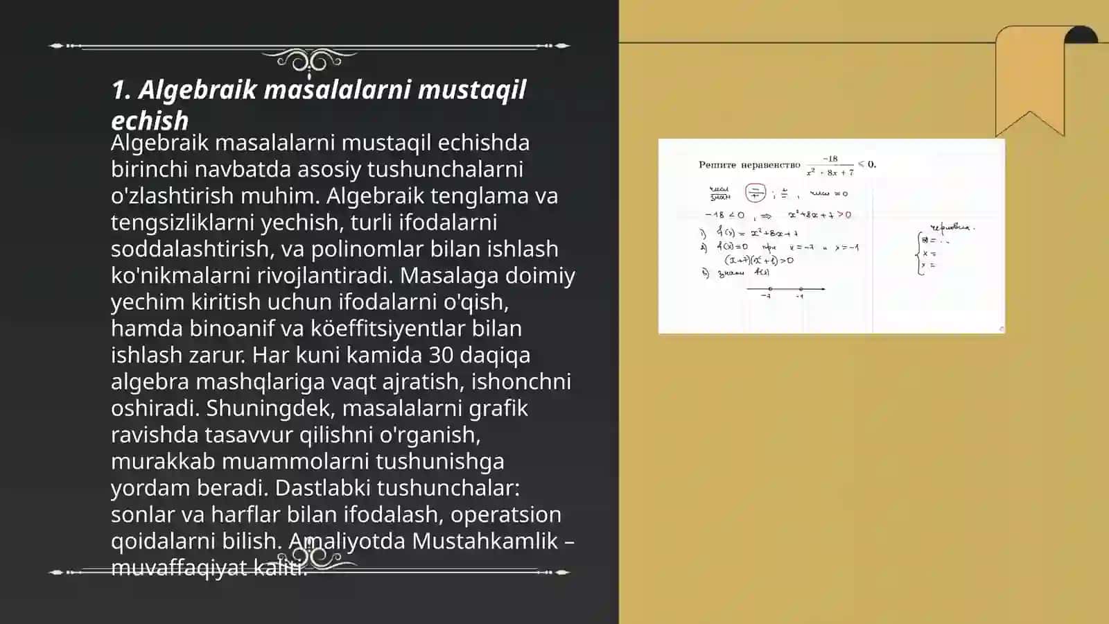 Algebraik masalalarni mustaqil echish 3