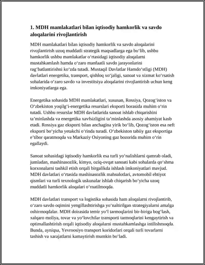 MDH MAMLAKATLARI BILAN BIR VA KO’P TOMONLAMA HAMKORLIK ALOQALARINING RIVOJLANISHI 3